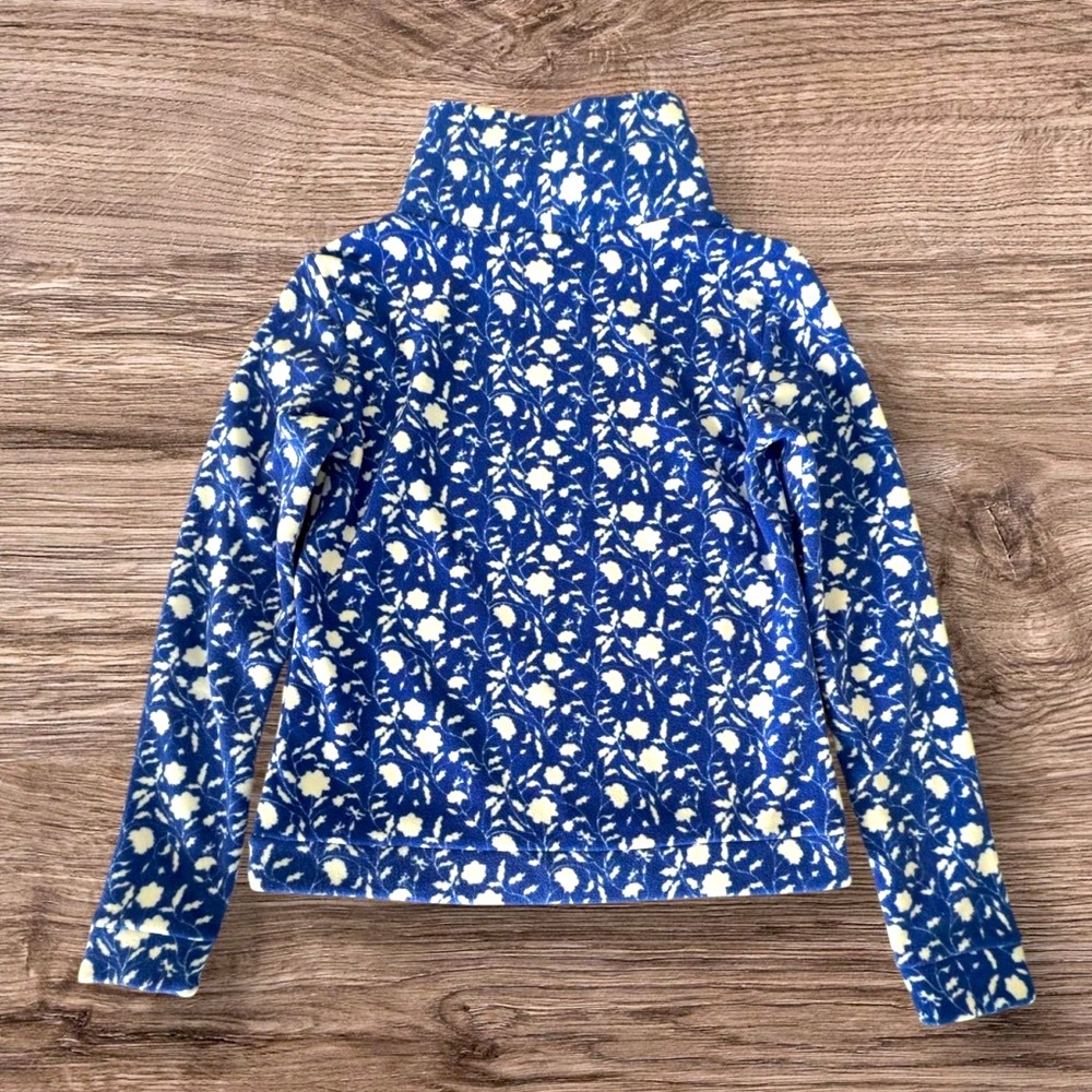 Dudley Stephens Park Slope Turtleneck Blue Floral Terry Fleece XS - Picture 7 of 9